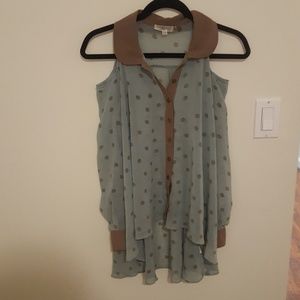 Polka Dot Cold Shoulder Blouse